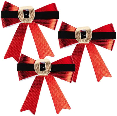 Home Styling Decoration - Decoratieve Kerststrikken - 10x10 cm - Rood - Glanzend