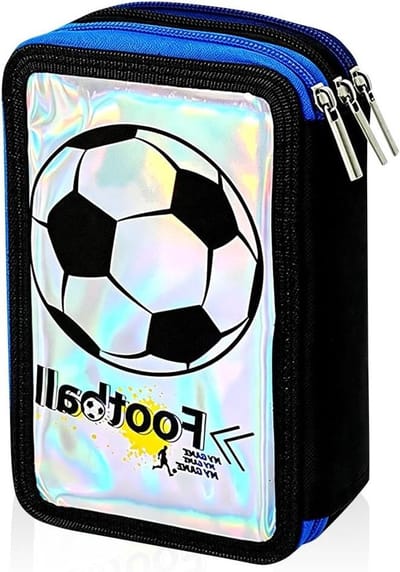 Voetbal etui - Pennenzak - Schrijfwaren organiseren - Grote capaciteit - 20 x 13 x 4 cm - Meerkleurig