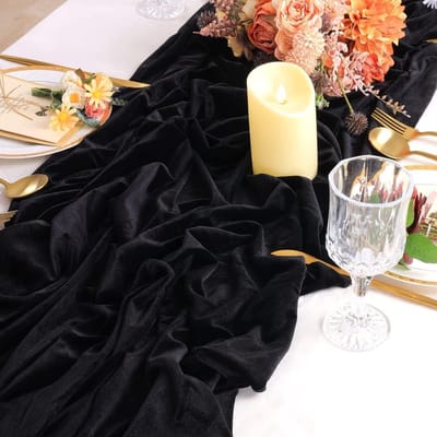 Tafelloper - Luxe Decoratie - Feestelijke Tafel - Zachte Fluweel Stof - Niet gespecificeerd - Zwart