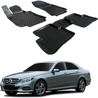 Vloermat - SCOUTT - Mercedes E-Klasse W212/S212 - Premium Rubber - Op maat gemaakt - Zwart zwart
