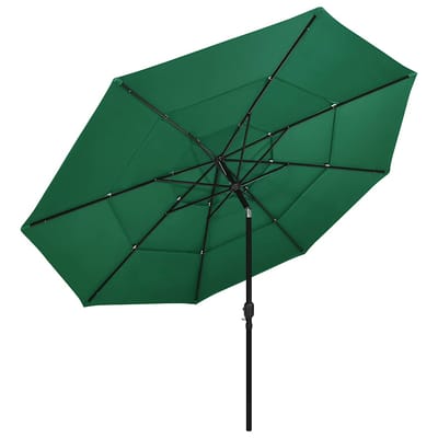 vidaXL - Parasol - 3-laags - met - aluminium - paal - 3,5 - m - groen