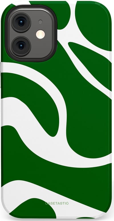 Casetastic Hoesje Geschikt voor Apple iPhone 12 Mini - Stijlvolle Beschermende Duo-layer Case - Groene Golven