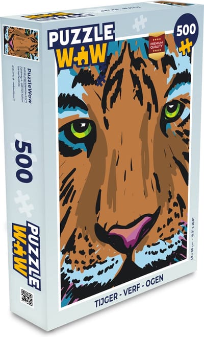 Puzzel Tijger - Verf - Ogen - Legpuzzel - Puzzel 500 stukjes