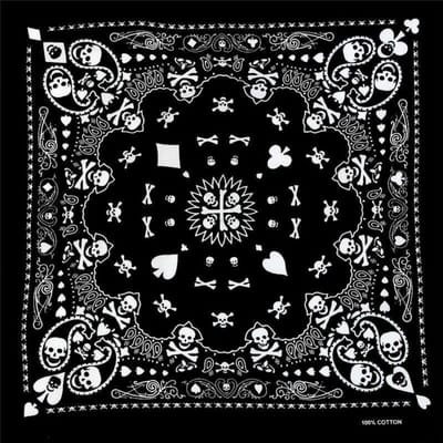Fako Fashion - Bandana - Hoofddoek - Mondbescherming - Zakdoek - Sjaal - Skull / Schedel - 53x53cm - Kaarten Zwart