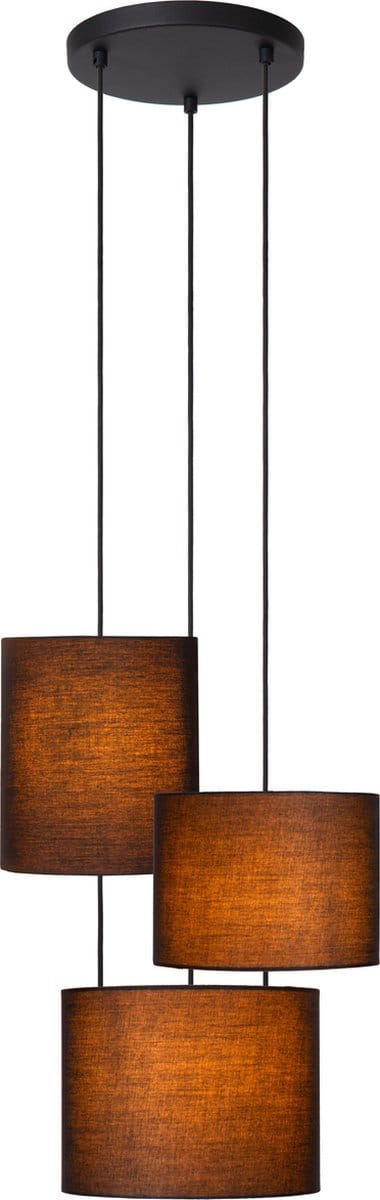 Lucide MAYA - Hanglamp - Ø 46 cm - 3xE27 - Zwart - Japandi