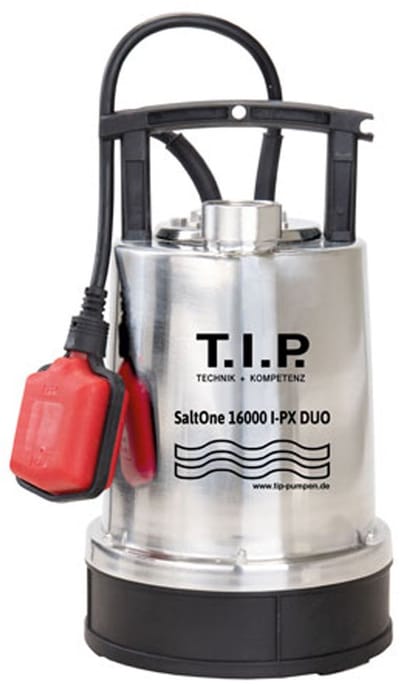 T.I.P. SaltOne 16000 I-PX DUO Dompelpomp / Zoutwaterpomp - 16000l/u - 1500W - Opvoerhoogte 10m - Vlotter - RVS