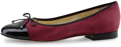 Werner Kern Mori Ballerina's Bordeaux Rood met Zwart – Dames Instappers – Zacht Voetbed – Suede en Lakleer - Damesschoenen Donkerrood - Werner Kern Ballerinas - Bordeaux - 41.5