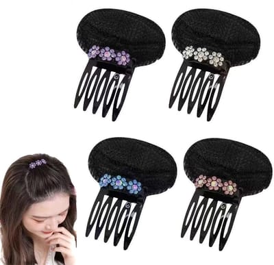 Dailygoods- Haarvolume Bump It Up - 4 Stuks Haarclips - Strass Bloem - Haar Pad - Onzichtbaar - Kunststof/Spons - 7 x 8,5 cm - Haarclip
