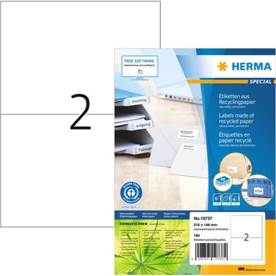 Etikett HERMA Recycling 10737 210x148mm 160 Stück weiß