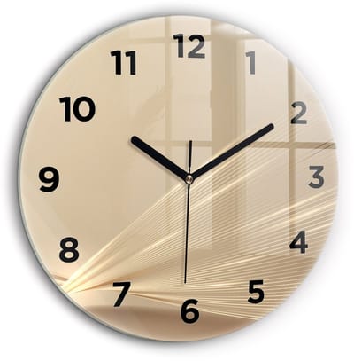 Wallfluent Wandklok - Abstract licht Decoratieve Wandklok - 60 cm x 60 cm - Gouden Wandklok - Zwarte Handen - Wandklok Met Cijfers - Kinder Wandklok Glas - Ronde Glazen Klok - Minimalistisch Wandklok - Decoratieve Wandklok