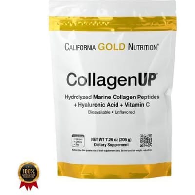 Natuurlijke anti-rimpelverzorging - California Gold Nutrition - Marien collageen - Hyaluronzuur - 206g - Zonder kleurstoffen