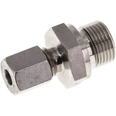 G 3/8'' Buitendraad x 6L RVS Rechte Snijring Koppeling met FKM Afdichting 315 Bar DIN 2353 - FL2S-MC-STFP-038G-06-L