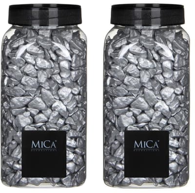 Mica Decorations decoratie steentjes - 2x - zilver - 1 kilo - 650ml - hobby steentjes
