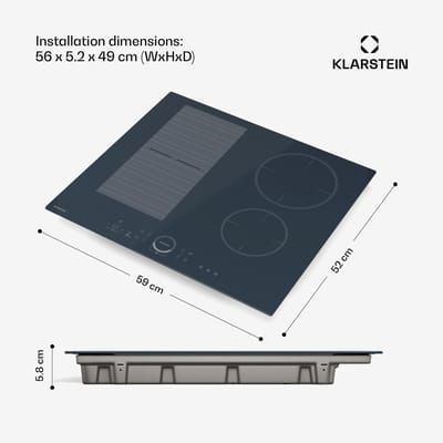 Klarstein Delicatessa 60 Inductiekookplaat – 4-zones inbouwkookplaat, 7000 W met booster, FlexiZone en kinderbeveiliging, antraciet, 59 cm glaskeramisch kookoppervlak