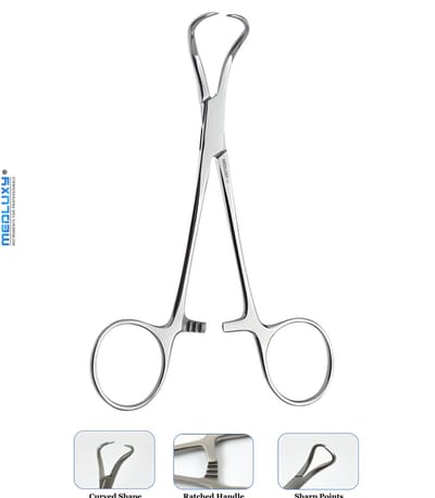 Medluxy - Doekklem Backhaus - Gebogen - 9 cm - RVS - EHBO Verpleegkunde