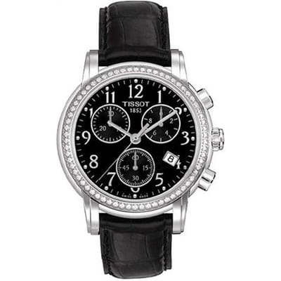 Tissot Vitesse Serie Kwarts Uurwerk Zakelijk Minimalistisch Waterdichte Chronograaf Kalenderfunctie Diamant Ingelegd Horloge 35 Mm T050.217.16.052.01 Basic Set (Wrist Watch+Watch Box),Black Dial black