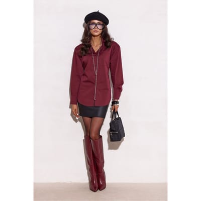 Contour Button Blouse - Bordeaux / 36