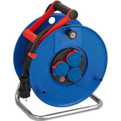 Brennenstuhl Garant IP44 commerciële/bouwplaatskabelhaspel voor gebruik op bouwplaatsen en permanent buitengebruik (25 m kabel, speciale kunststof, Made in Germany)