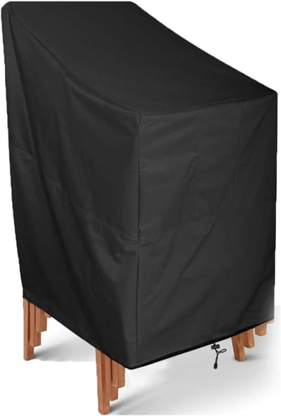 Beschermhoes voor Stapelbare Tuinstoelen - 210D Waterdicht, UV-Bescherming en Vorstbestendig (Enkele Stoel, 65 x 65 x 80/120 cm)