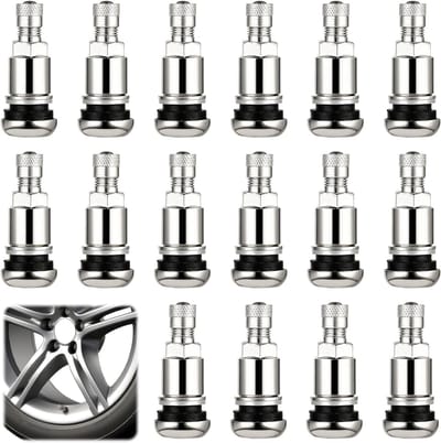 16-delige set metalen ventielen voor universele velgen, geschikt voor auto en motor, 11.3mm, zilver