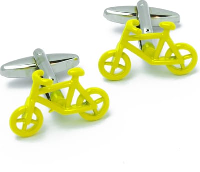 Manchetknopen - Fiets Stadsfiets Geel Emaille