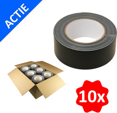 Extra stevige duct tape | 50mm x 50meter - Zwart - 10 rollen | Bulkdeal