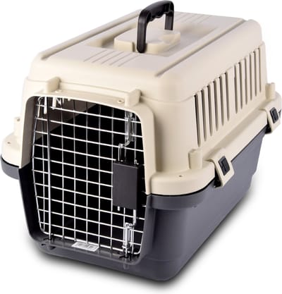 Katten- honden reismand 33cm L x 50cm B x 33cm H - Kattenreismand - Comfortabele en Veilige Kunststof Kattenreismand met Handvat en Handige Deuren tot 12 kg - Hondenbench auto