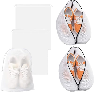 Schoenwasnet - 2 Stuks Waszak voor Sneakers en Sokken met Rits (24 x 24 x 42 cm) - Ideaal voor het Wassen van Schoenen en Bescherming tijdens de Wasbeurt