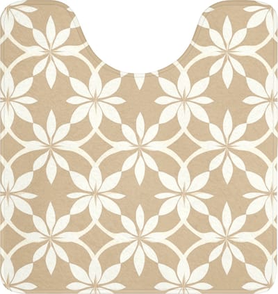 WC mat met uitsparing 55x60 cm - Antislip - Bloemen - Patroon - Beige - Toiletmat met uitsnijding - Vloermat - Douchemat - Toilet tapijt - Toiletmatten