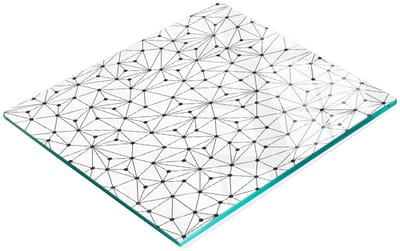 Gehard multifunctioneel decoratief bord van glas met lijnen en cirkels, 60x52 cm