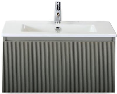 Frozen 3D Badmeubelset 80 cm - Greeplijst in Kleur - Petrol Mat - Keramische Wastafel Wit 1 Kraangat