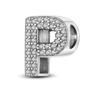 RomyStones – Letter Bedel P – 925 Sterling Zilver – Zirkonia – Voor je Bedelarmband