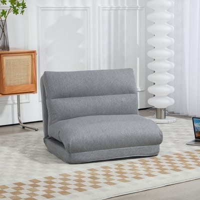 MODFU - Vloerstoel - 6-Standen Verstelbare Rugleuning - Opvouwbaar Met Ligfunctie - Polyester - Grijs - 70 x 41 x 56 cm