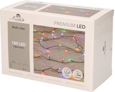 Anna's Collection Kerstverlichting - 180 leds - gekleurd - met dimmer en timer - voor buiten en binnen