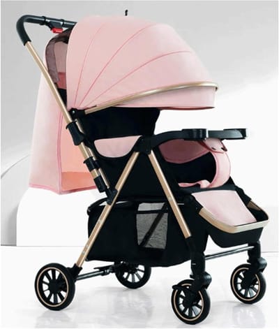 Lichtgewicht Kinderwagen - Reisbuggy Wandelwagen - Comfortabel Reizen - Compact Opvouwbaar - 105cm Hoog - Grijs
