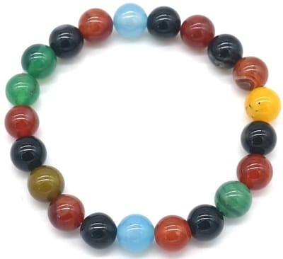Armbandje - elastiek - kralen - gekleurd - agaat - multicolor - 10mm