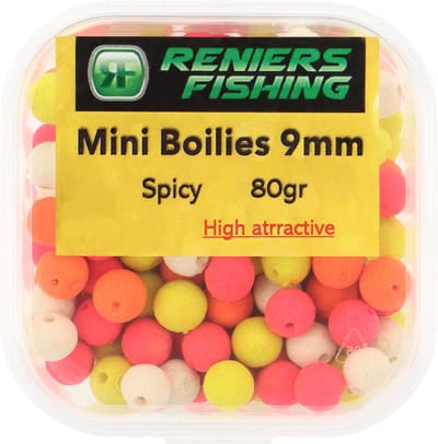 Reniers Fishing Flavoured Pre-Drilled Mini Boilies 8mm (80gr) - Smaak : Choco Banaan