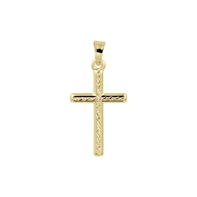 14K Geelgouden Halsketting met Gediamanteerde Kruishanger | Venetiaans | 45 cm | Geloof | Jonline