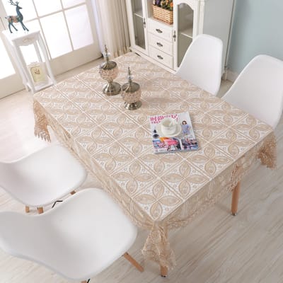 Pastorale stijl kanten tafelkleed Hol tafelkleed Huishoudelijke hoes Handdoek Nachtkastje Cover Salontafelkleed 60*60 beige