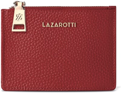 Lazarotti kaarthouder Bologna Leather Zip Etui 4 Card Slots Red rood