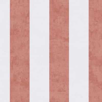 Strepen behang Profhome 770786-GU vliesbehang glad met kinder patroon mat rood crèmewit roodbruin koraalrood 5,33 m2