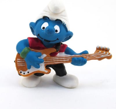 Smurf met basgitaar - gitaar -speelfiguurtje - muziekinstrument - 5 cm - Schleich  20450