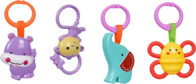 Speelgoedtopdeals - Rammelaar Hangspeeltje Buggyspeeltje - in Zak Olifant Nijlpaard Aap Vlinder