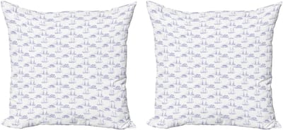 ABAKUHAUS Marine decoratieve kussenhoes, 2 stuks, moderne accenten, dubbelzijdige digitale print, 60x60 cm, indigo en wit