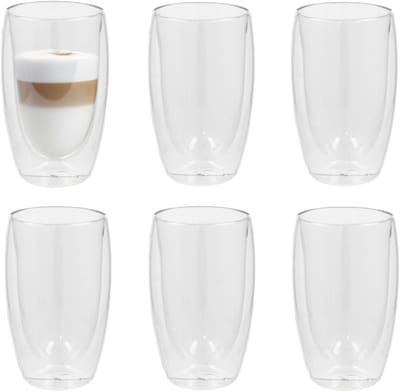 Gerimport Thee glazen Luz - 6x - dubbelwandig - glas - 450 ml - D9 x H15 cm