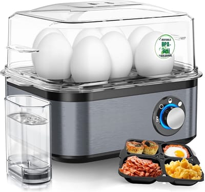 GTB® Eierkoker electrisch - Eierkoker - Eierkoker met timer - Zilver - ‎21cm x 15cm x 17cm