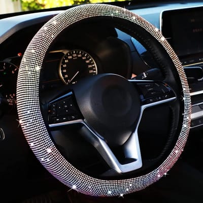 Bling Auto Stuurhoes Met Kristal Diamant Glanzende Auto Suv Strass Stuurwielbeschermer Voertuig Auto Decoratie veelkleurig