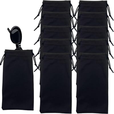 Zonnebril Tasjes - Bril Pouch - Bril Beschermen - Trekkoord Sluiting - 10 stuks - Zwart