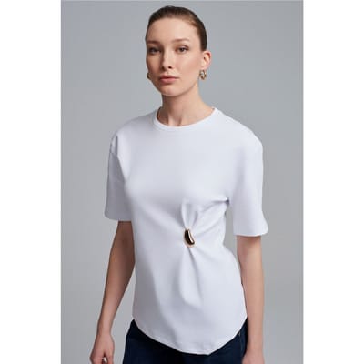 Dames T-shirt met ronde hals en korte mouwen