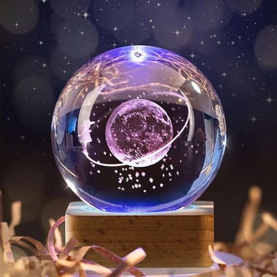 3D Kristallen Bol Nachtlampje - Ruimtethema Decoratie voor Kinderen